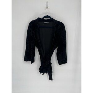 b.‎ Young Black Velvet burnout floral robe with tie Size L
